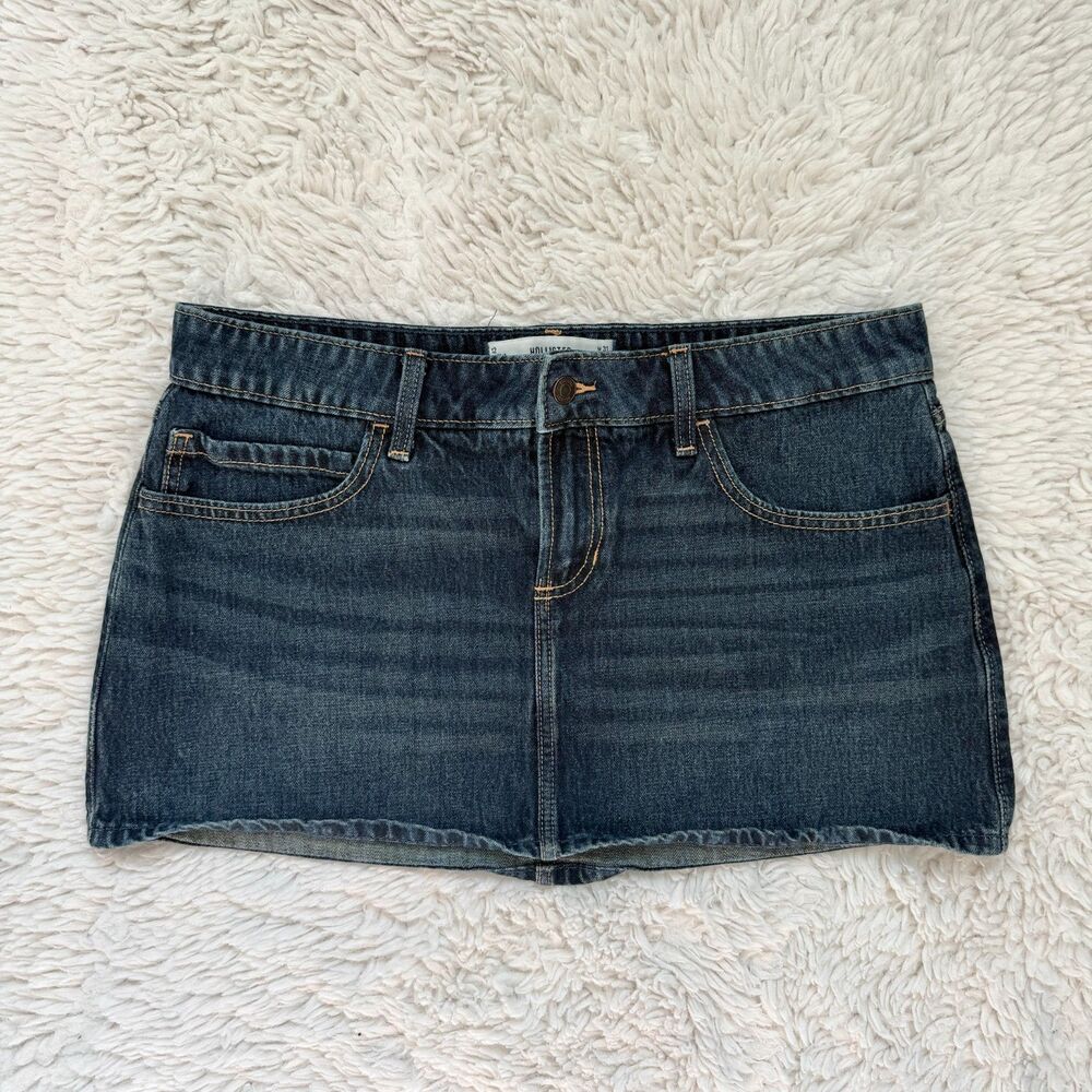 Hollister Micro Mini Dark Wash Denim Jean Skirt Y2K 2000s Streetwear Size 12